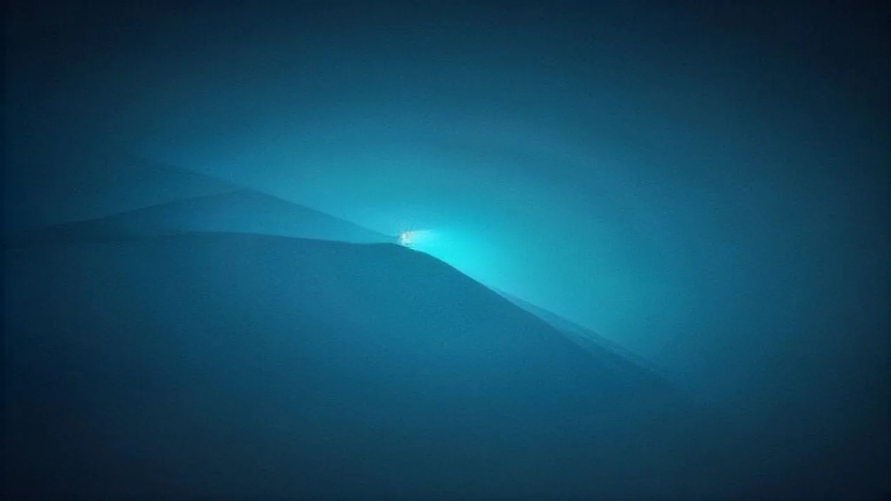 Abstract blue folded surface with directional lighting, dark background