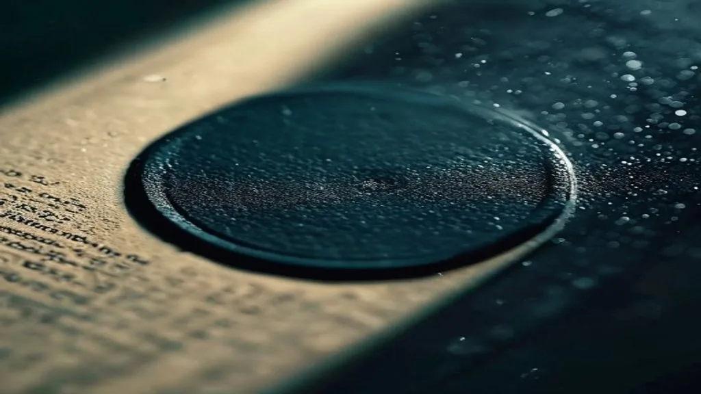 A single official stamp impression on a sheet of paper under raking light