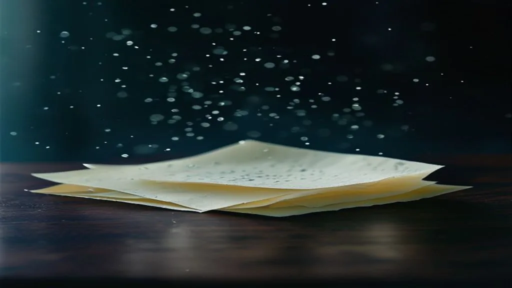 A single sheet of white paper resting on a matte grey surface, lit from one side so a soft shadow falls along its lower edge